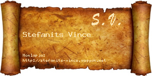 Stefanits Vince névjegykártya
